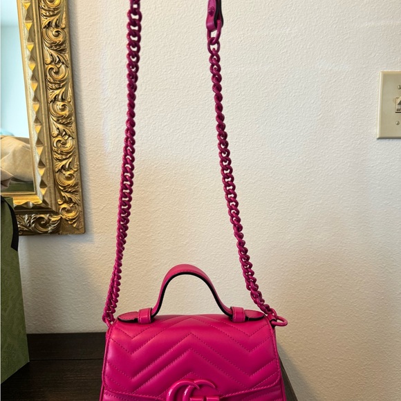 Gucci hot pink leather, GG Mormont with handle mini. - Picture 4 of 10